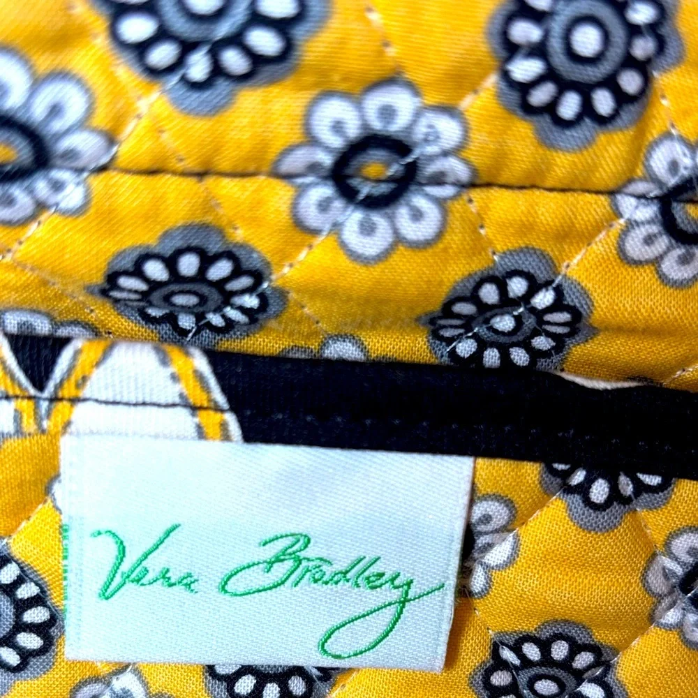 Vera Bradley Navy Floral Quilted Tote with Yellow & White Accents